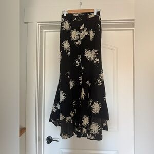 Sugarlips Black and Cream Floral High Low Skirt